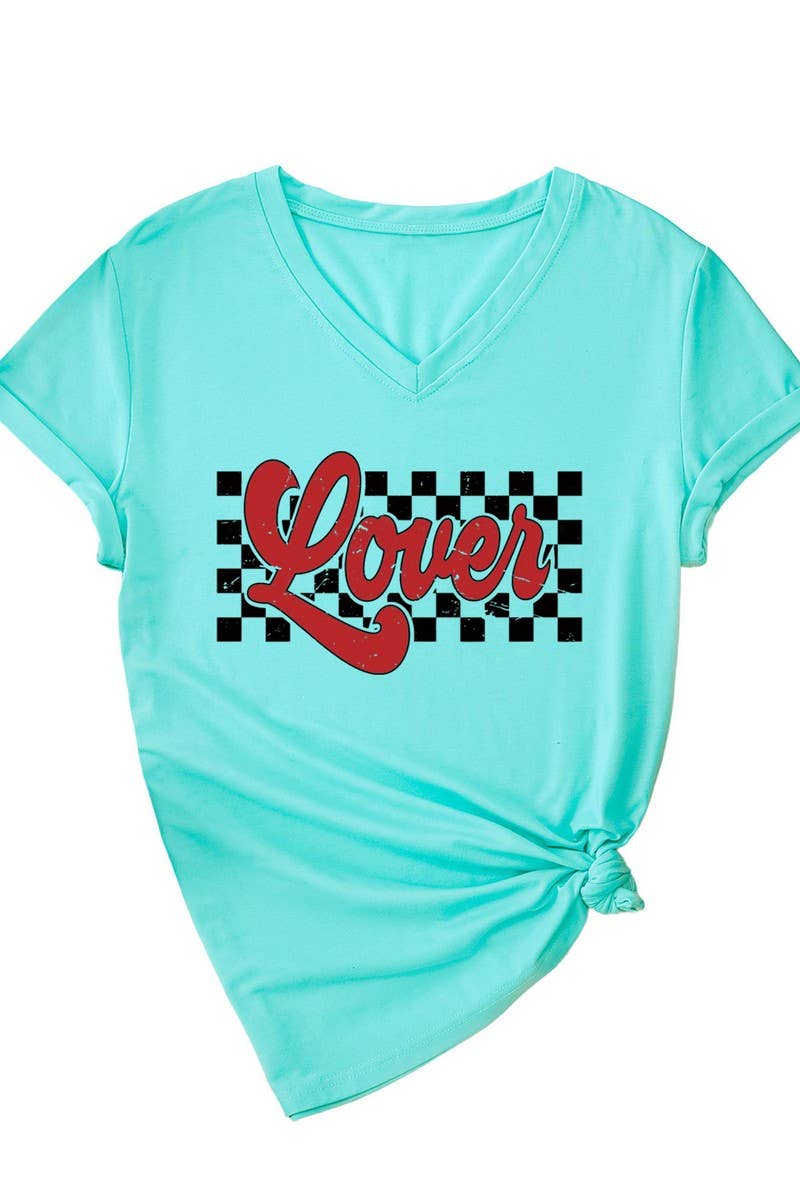 TEMPERAMENT TRACK PRINTED V NECK T SHIRT_CWTTS0712