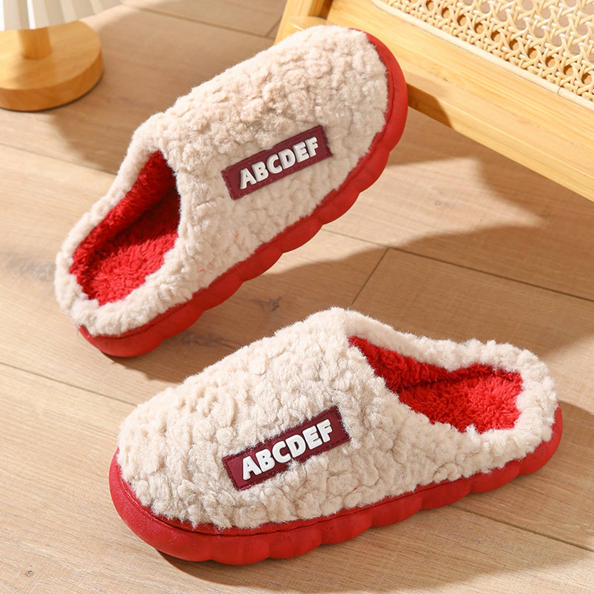 HOUSEHOLD NON-SLIP LETTER WARM COTTON SLIPPERS