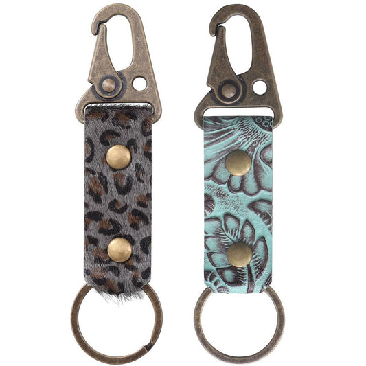RETRO LEOPARD PRINT LEATHER KEYCHAIN PENDANT_CWMM0584