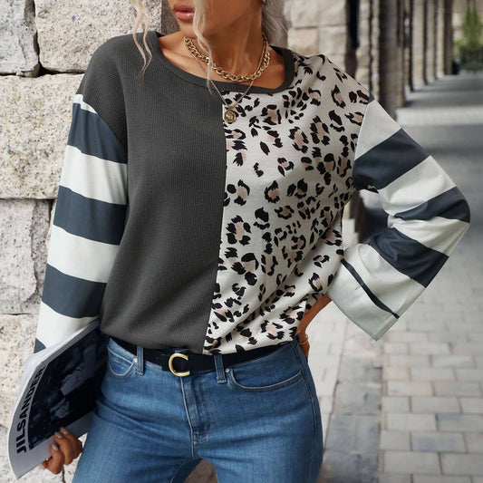 Patchwork Top Waffle Knit Fashion Pullover Hoodie