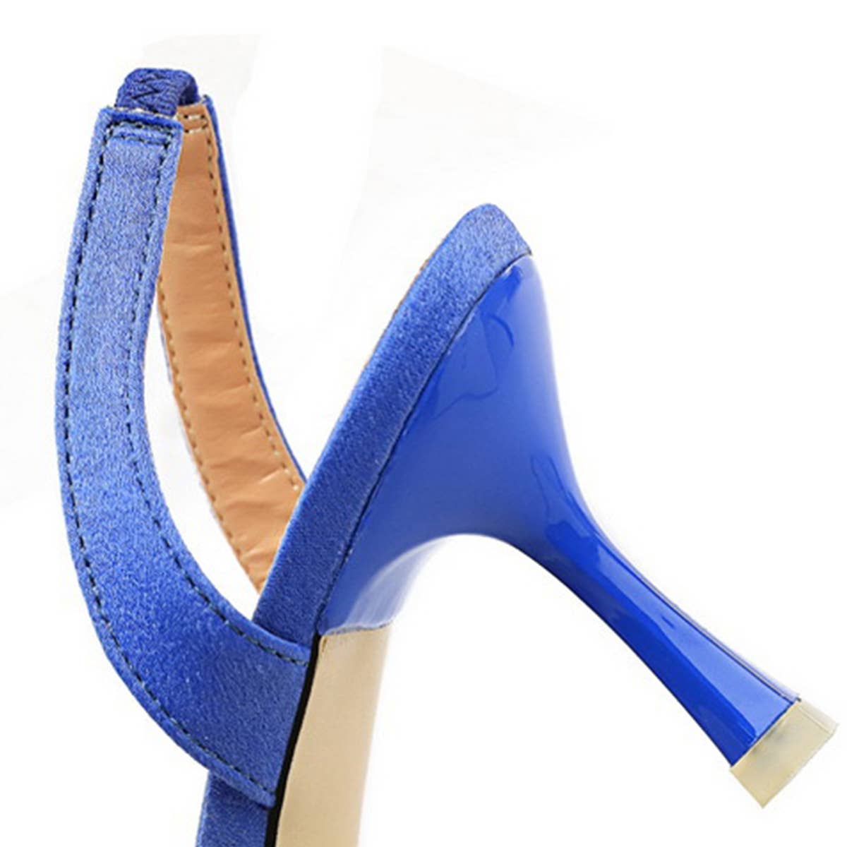 SHALLOW POINTED TOE RHINESTONE BUCKLE HIGH HEELS