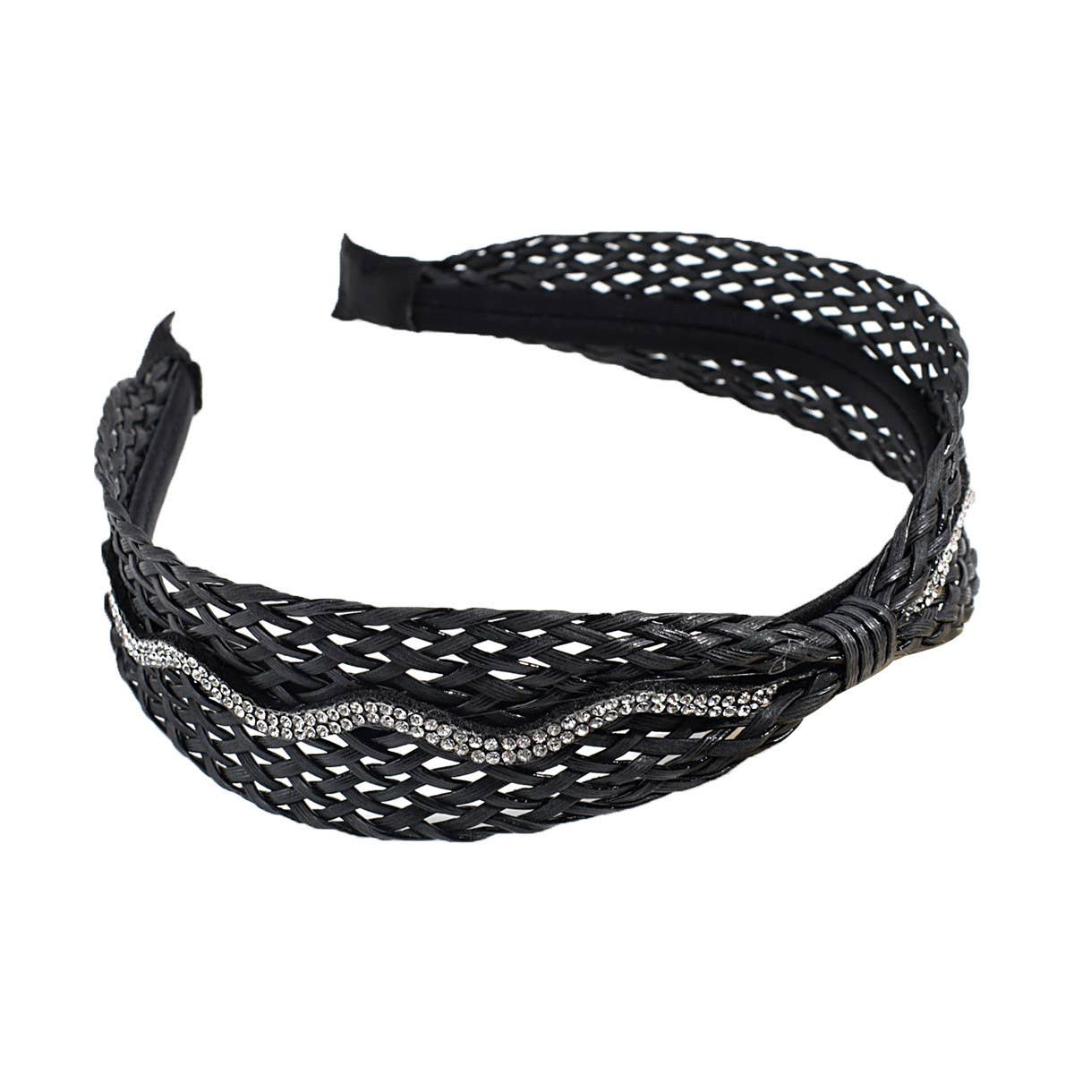 WAVE RHINESTONE KNOTTED BRAIDED HEADBAND