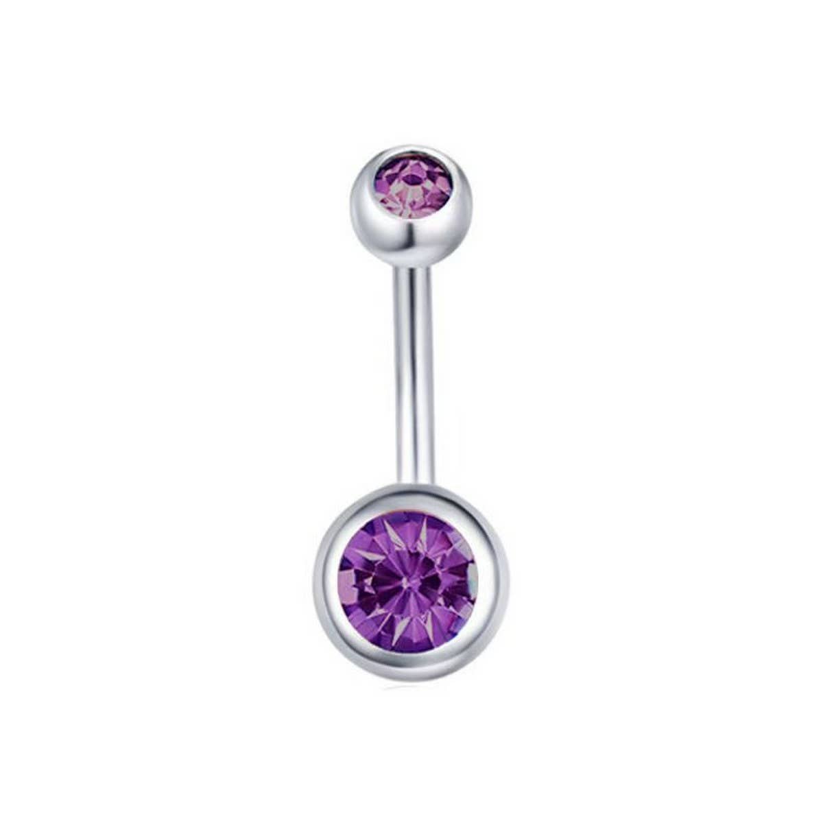 Double Gem Belly Button Ring ? Stainless Steel