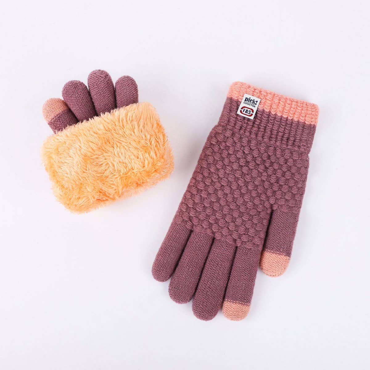 DOUBLE-LAYER KNITTED TOUCHSCREEN FLEECE GLOVES_CWAG0235