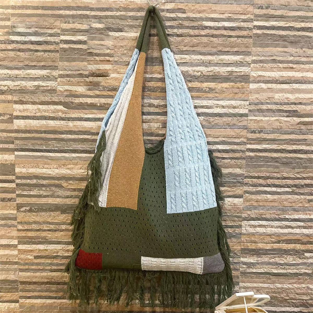 WOMEN RETRO KNIT STITCHING PORTABLE SHOULDER BAG_CWAB0834