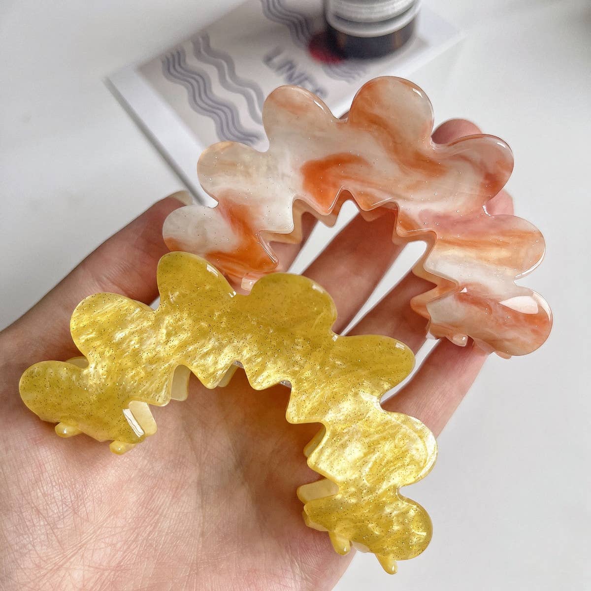 Wavy Flower Acetate Hair Claw, Simple Fresh Clip_CWAHA1328