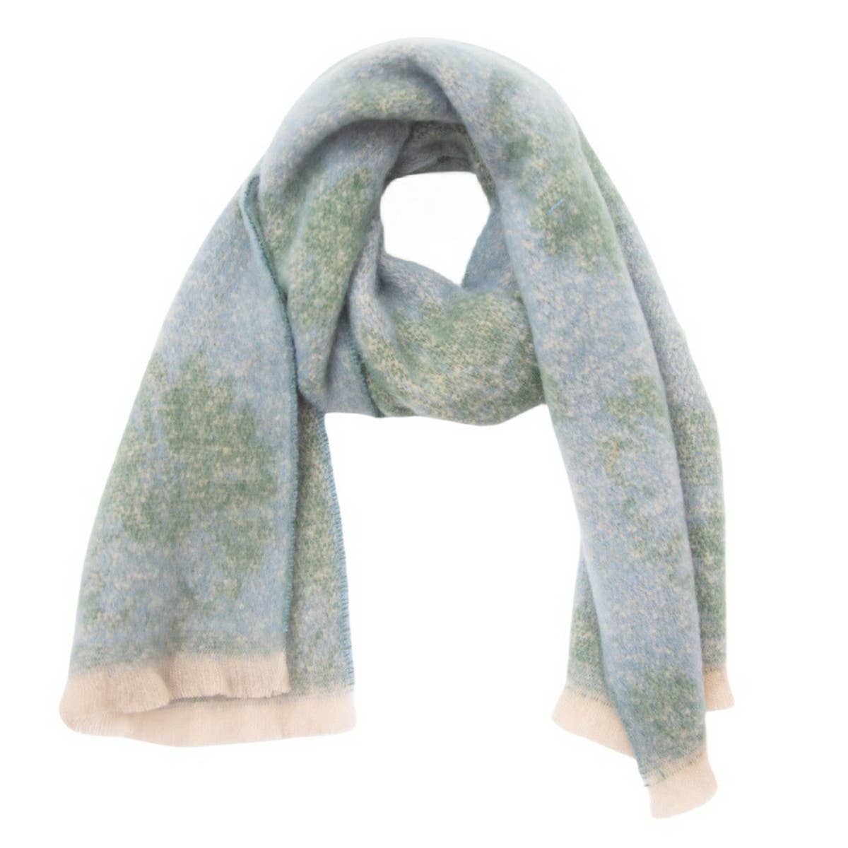 Floral Jacquard Scarf ? Winter Short Fringe Wrap