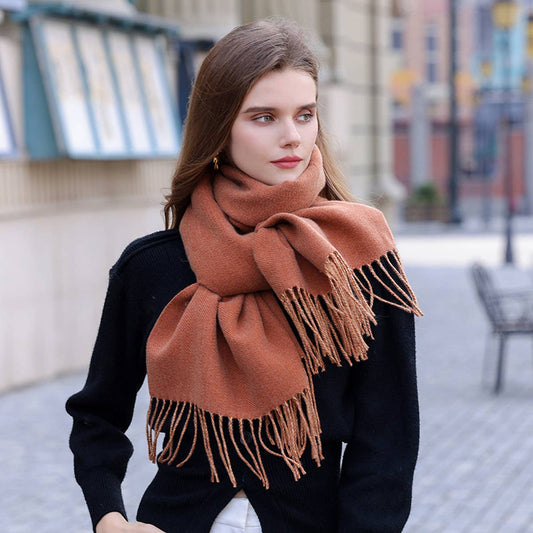 Fashion Scarf - Soft Faux Cashmere with Tassels_CWASC0174