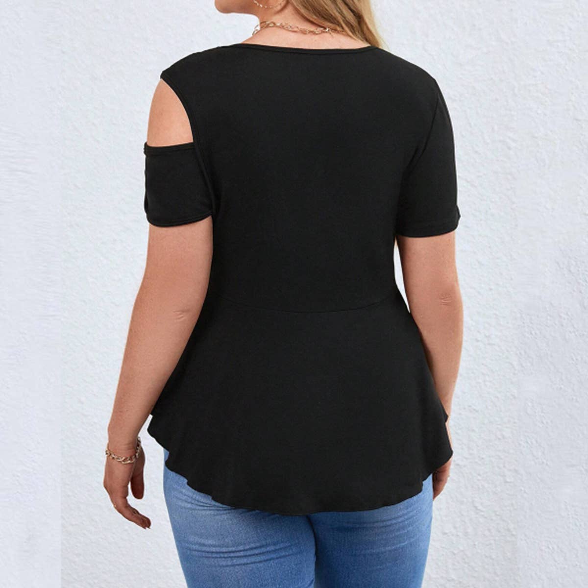 Sexy One Shoulder Asymmetrical Neckline Tee