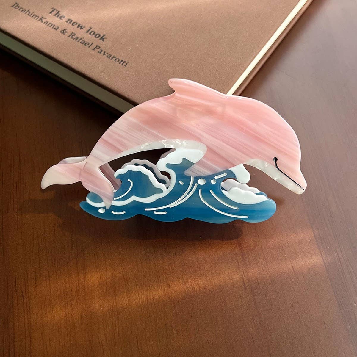 Ocean Wave Dolphin Shark Large Acetate Hair Claw_CWAHA5965