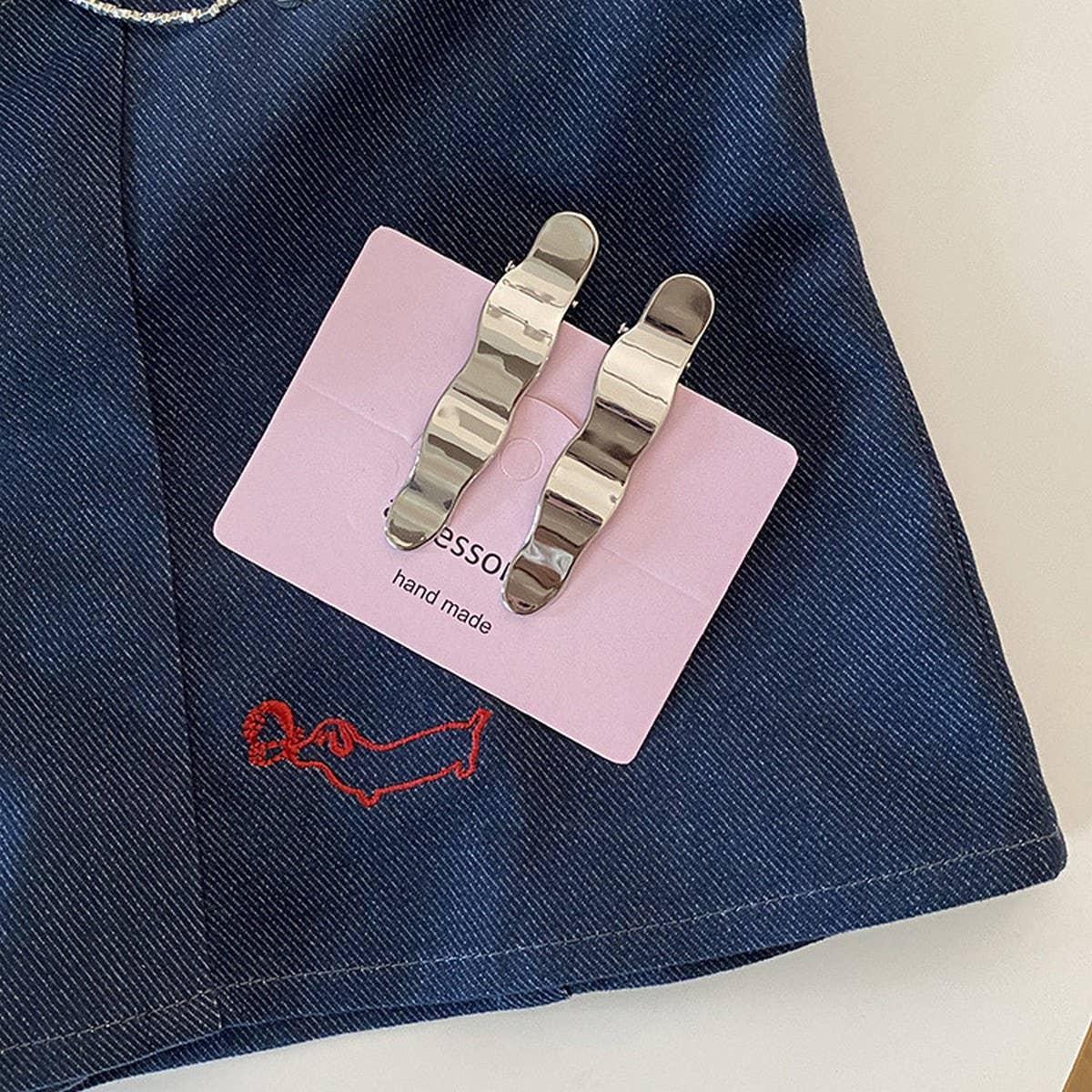 French Minimalist Metal Hair Clip,Silver Side Pin