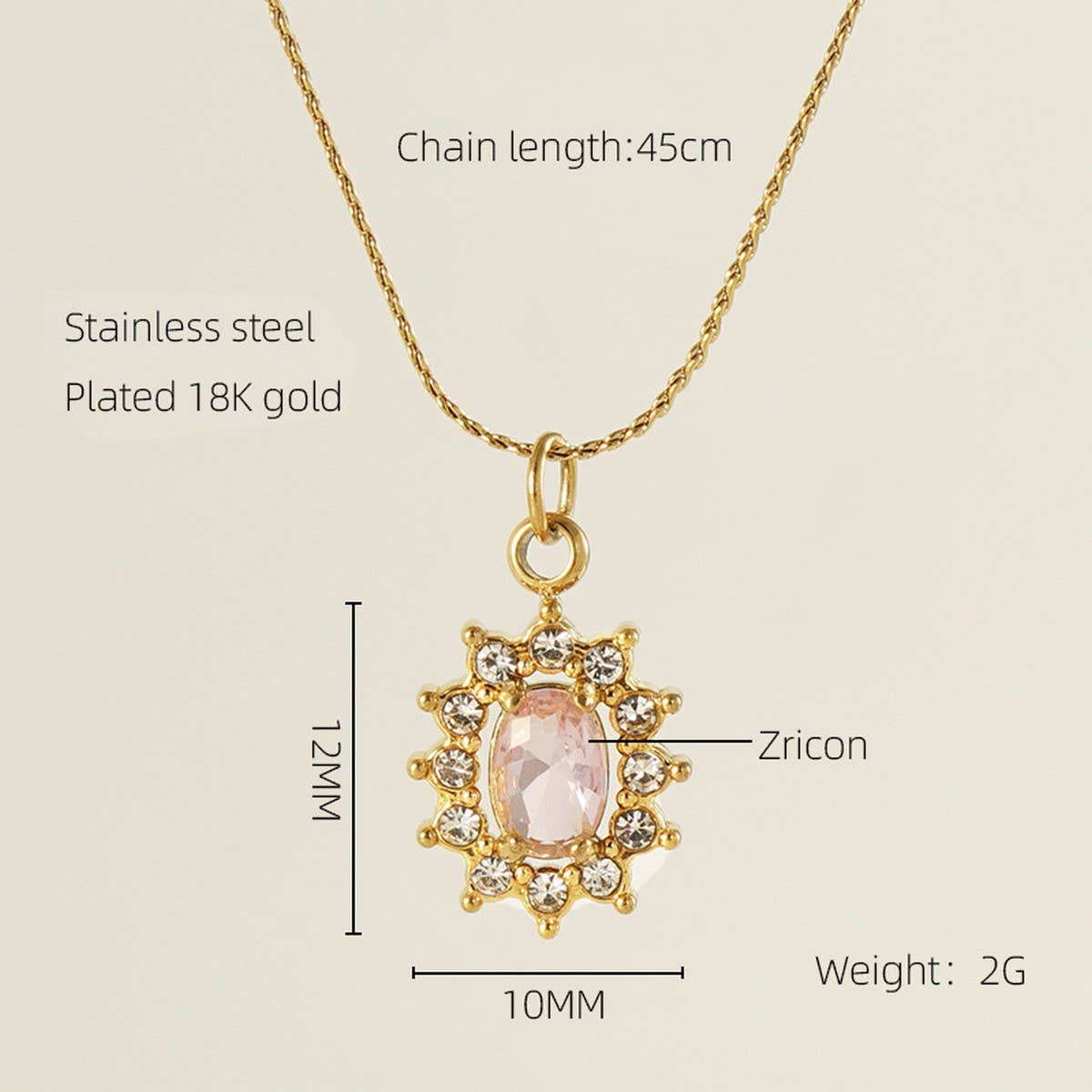 STAINLESS STEEL ZIRCON HEART PENDANT NECKLACE_CWAJE0682