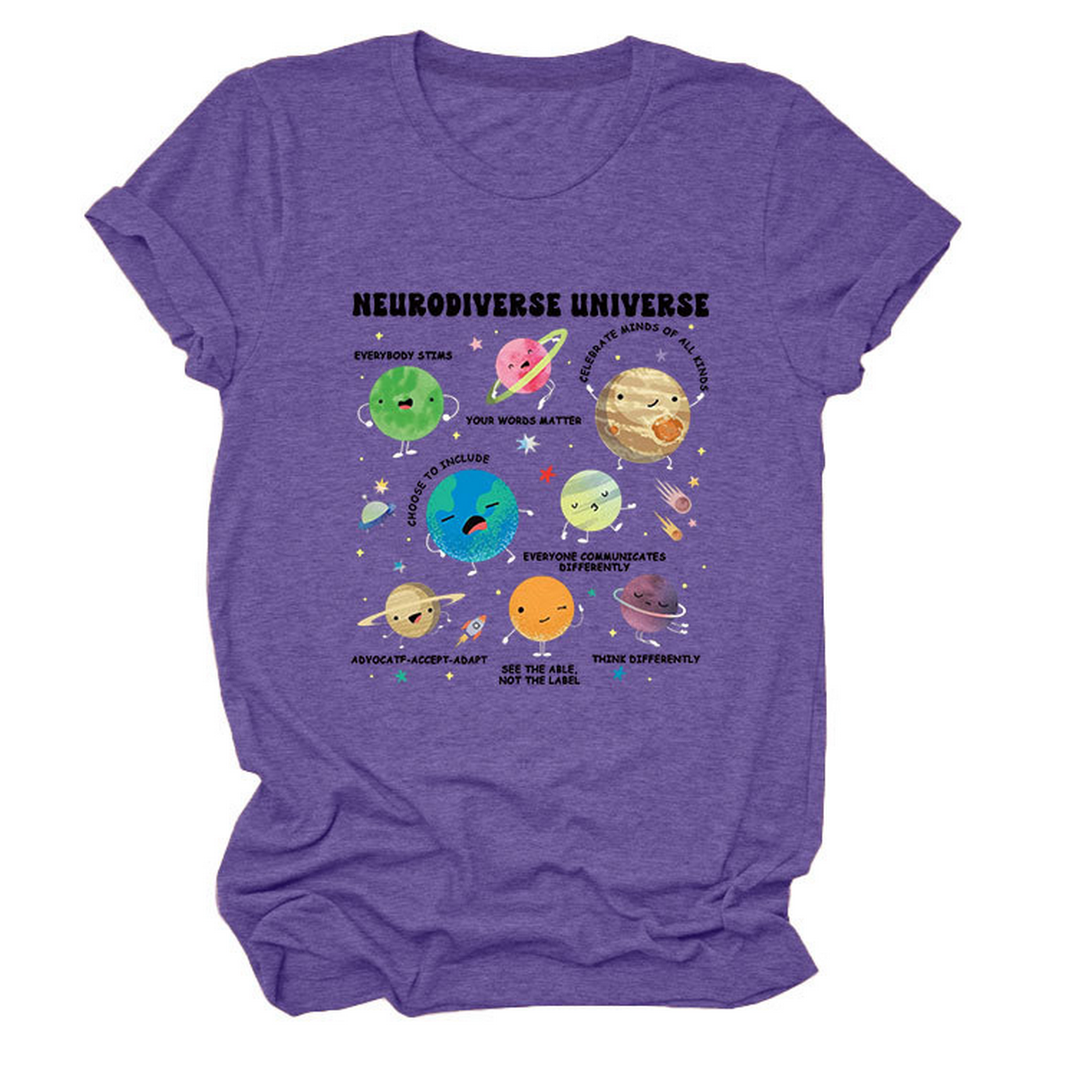 Casual Cute Tee ??Neurodiverse Universe Design_CWTTSL0513