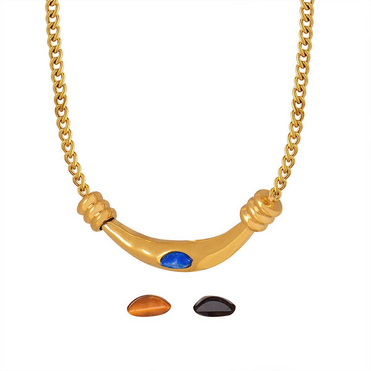 RETRO GOLD TITANIUM STEEL NECKLACE_CWAJE1077