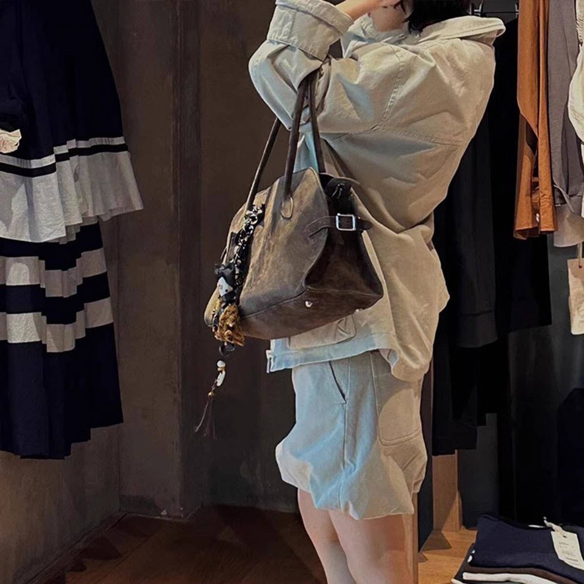 SUEDE TOTE BAG VINTAGE SHOULDER CROSSBODY BAG_CWAB4109