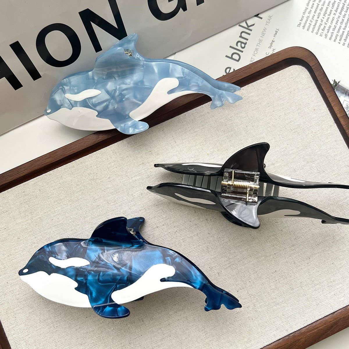 Tricolor Orca Acetate Claw Clip ? Ocean Chic Style