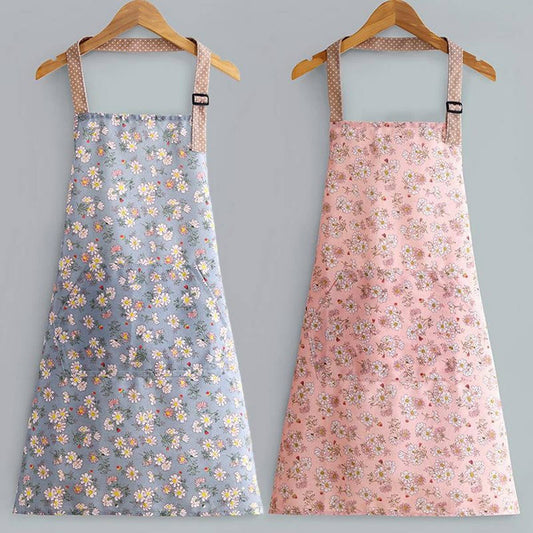 Floral Print Summer Thin Canvas Apron with pockets