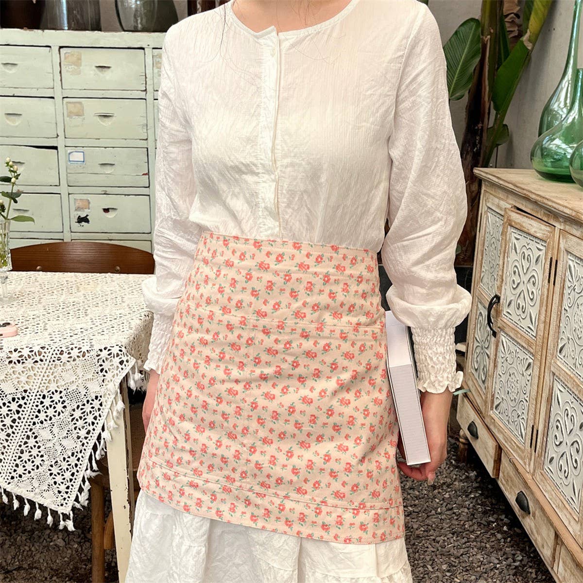 HALF-BODY FLORAL HOME CAFE WORK APRON