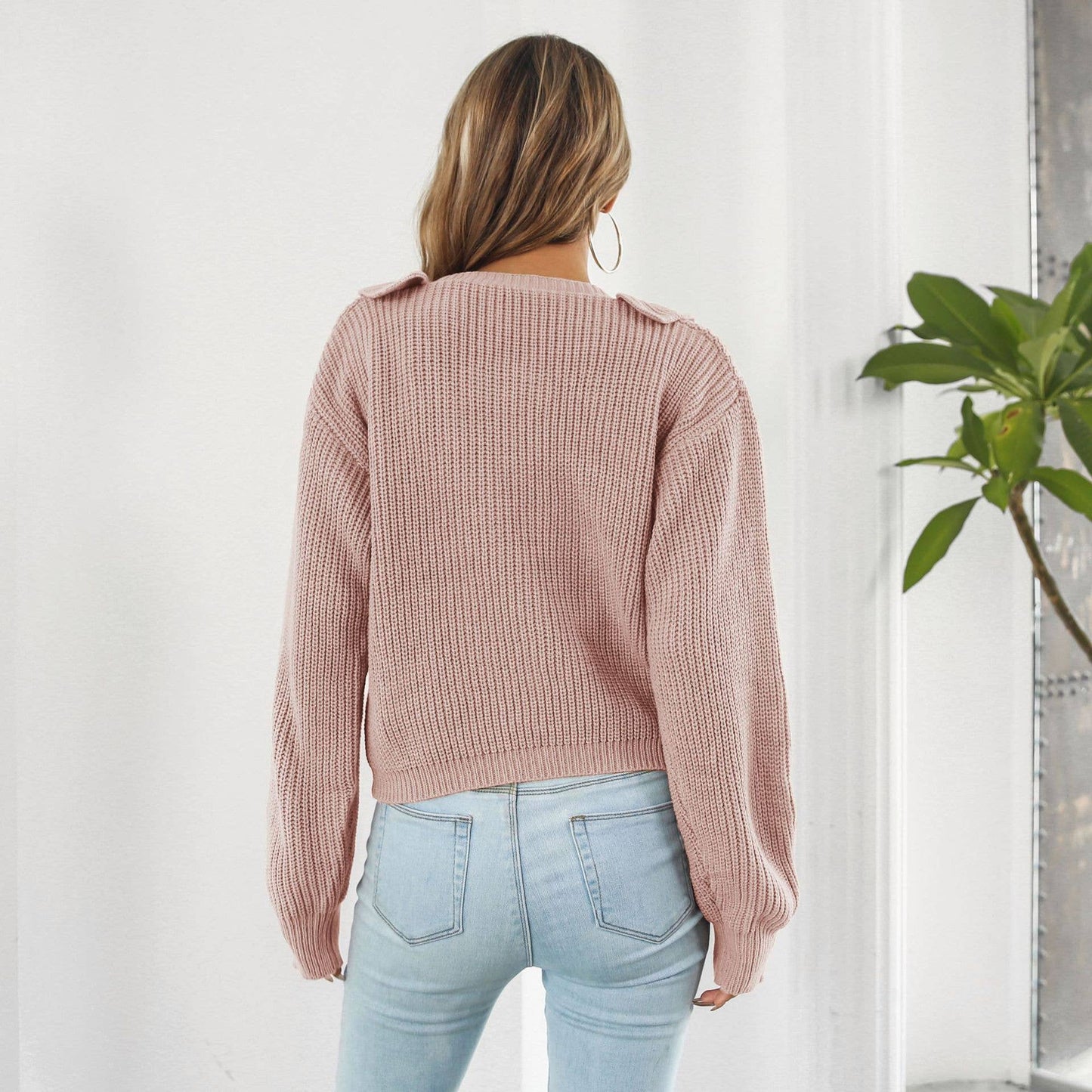 Ruffled sweater Loose knit cardigan