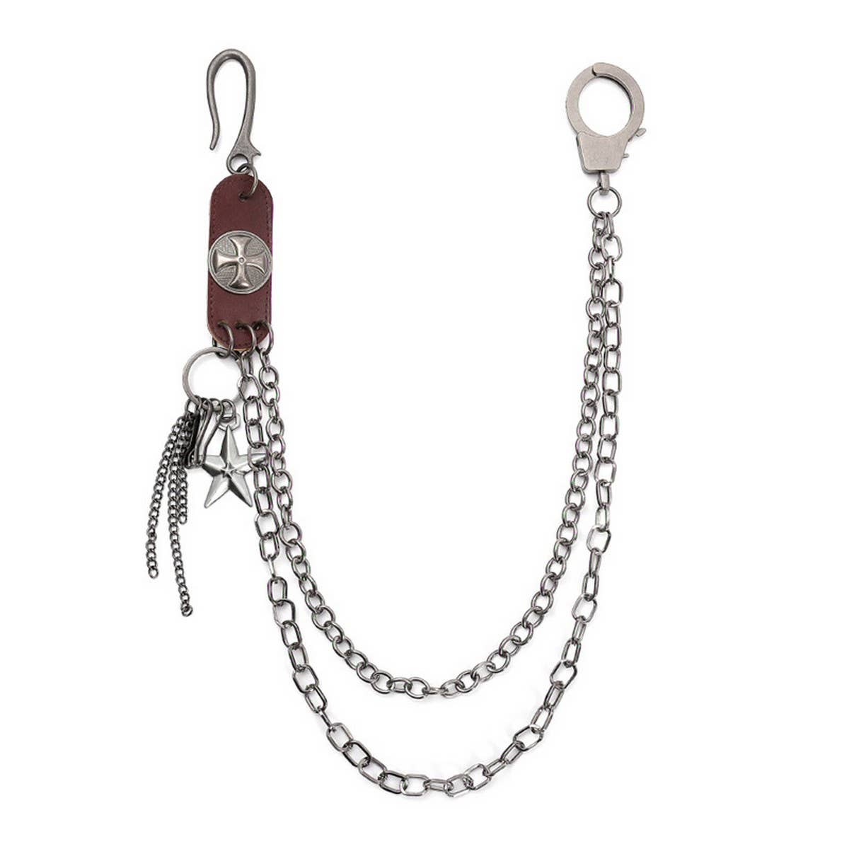 TRENDY RETRO LEATHER STITCHING JEANS CHAIN