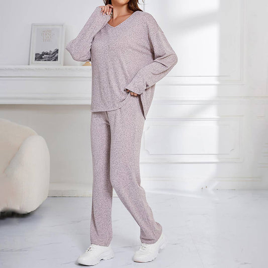 RELAXED SPORTS CASUAL SOLID COLOR HOME SUIT