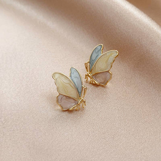 S925 Silver oil-dripping butterfly stud earrings