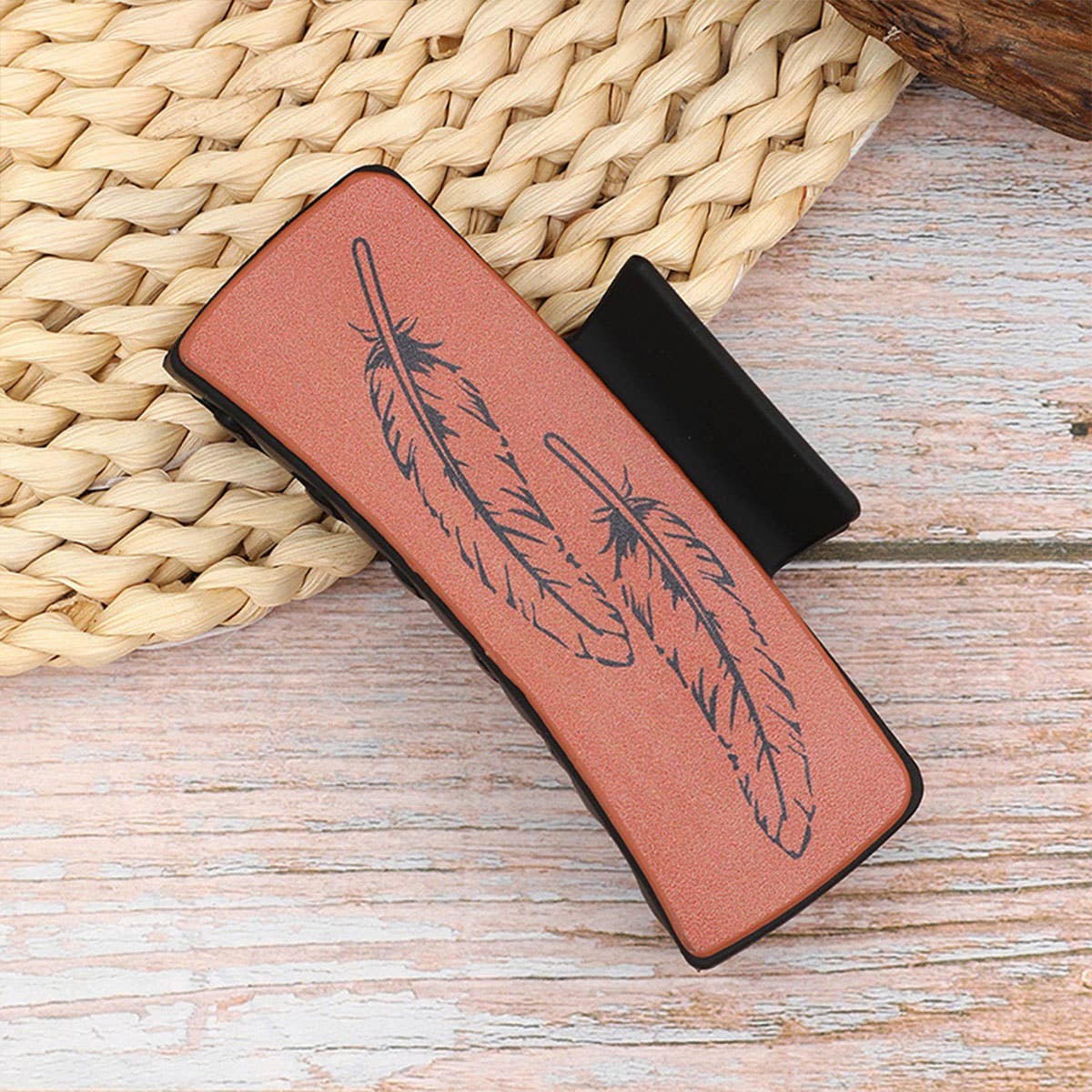 DENIM LEATHER WOMEN WESTERN HAIR CLAW CLIPS