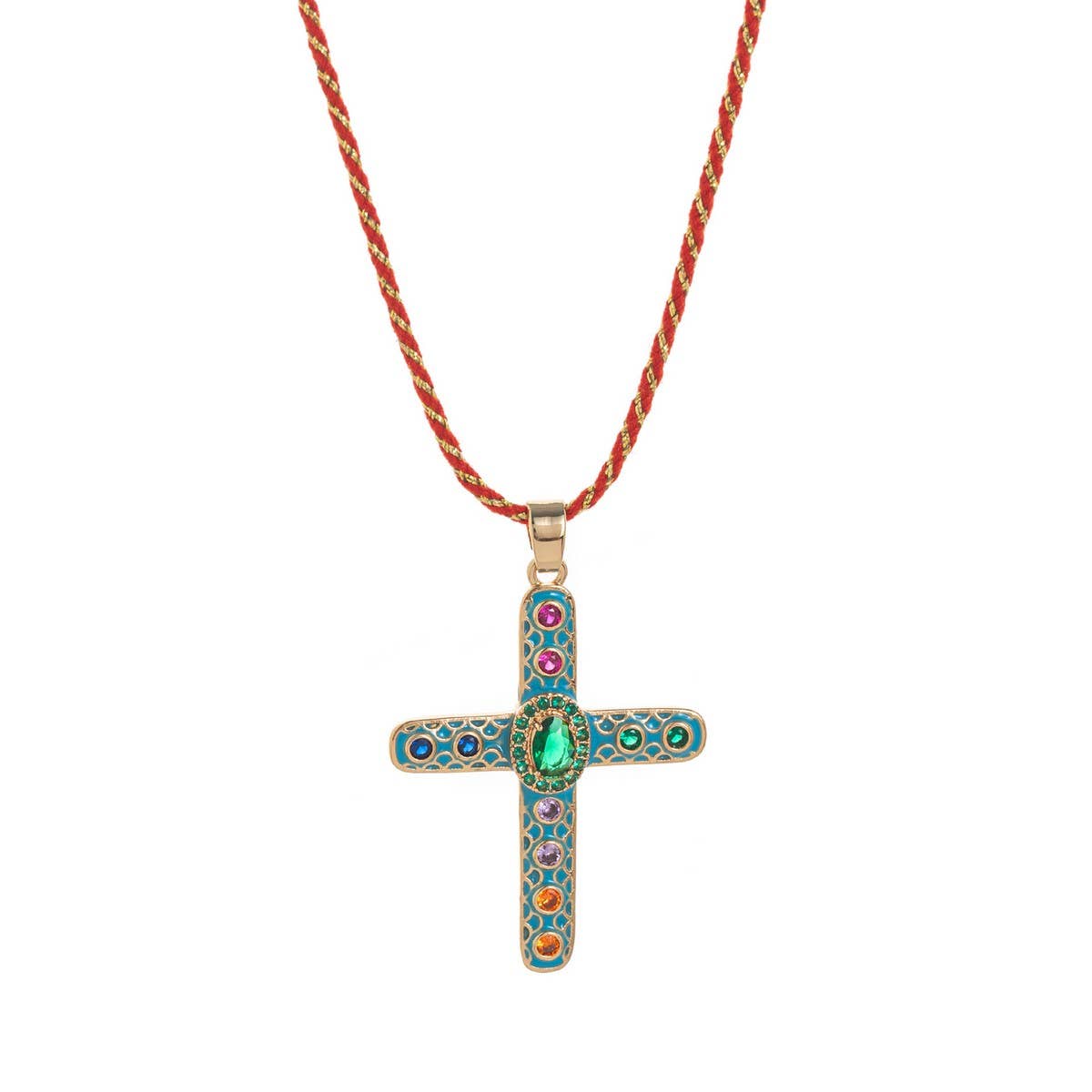 Colorful Zircon Cross Pendant Necklace ? Versatile