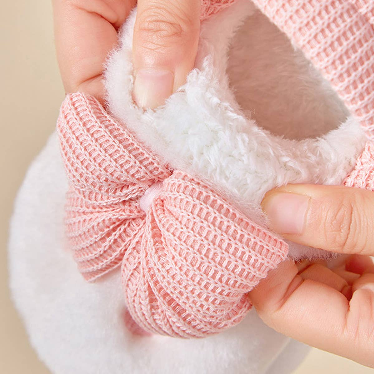 BOW DECOR MINIMALIST FLUFFY BEDROOM SLIPPERS_CWSHS0238