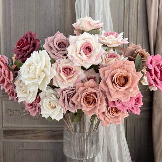 Artificial Cappuccino Rose Bouquet with 3 Heads_CWMM6505