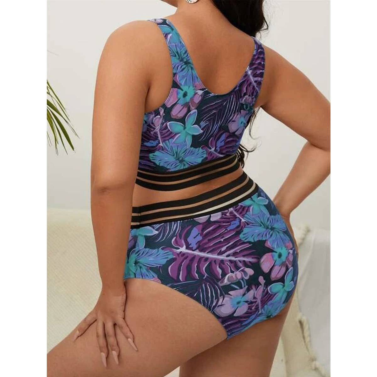 WOMEN SWIMSUIT HIGH WAIST SPLIT BIKINI