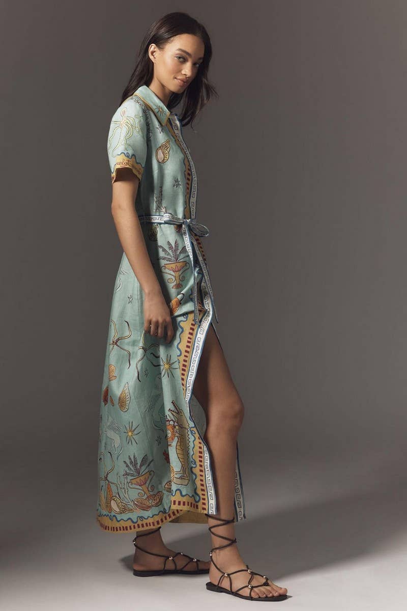 CWDMD5726_PRINTED FASHION CASUAL LACE-UP DRESS