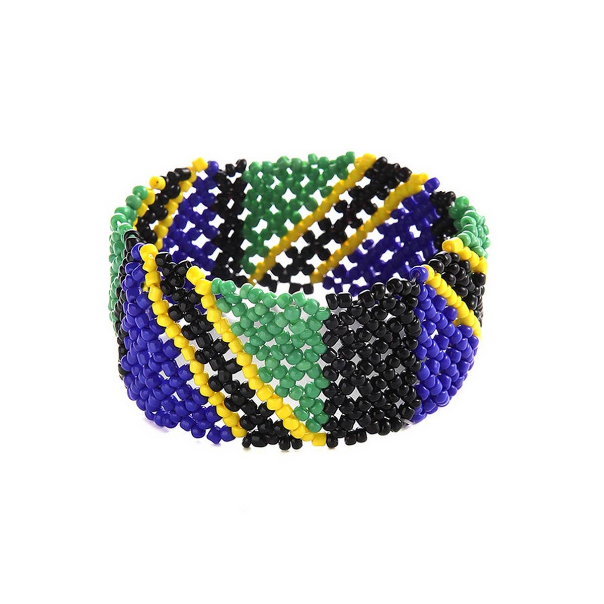 ETHNIC RICE BEAD WOVEN COLORFUL WIDE BRACELET