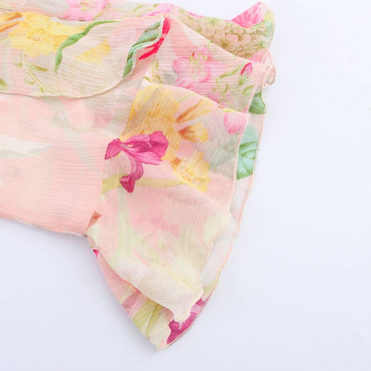 Floral Print Layered Long Sleeve Blouse