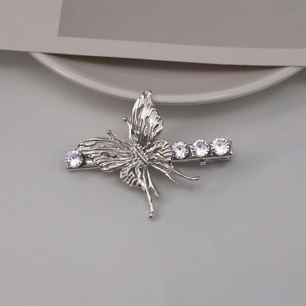COLD STYLE LIQUID METAL BUTTERFLY ZIRCON HAIRPIN