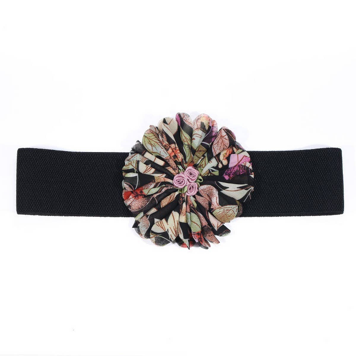 Elastic Wide Floral Waist Belt for Dresses