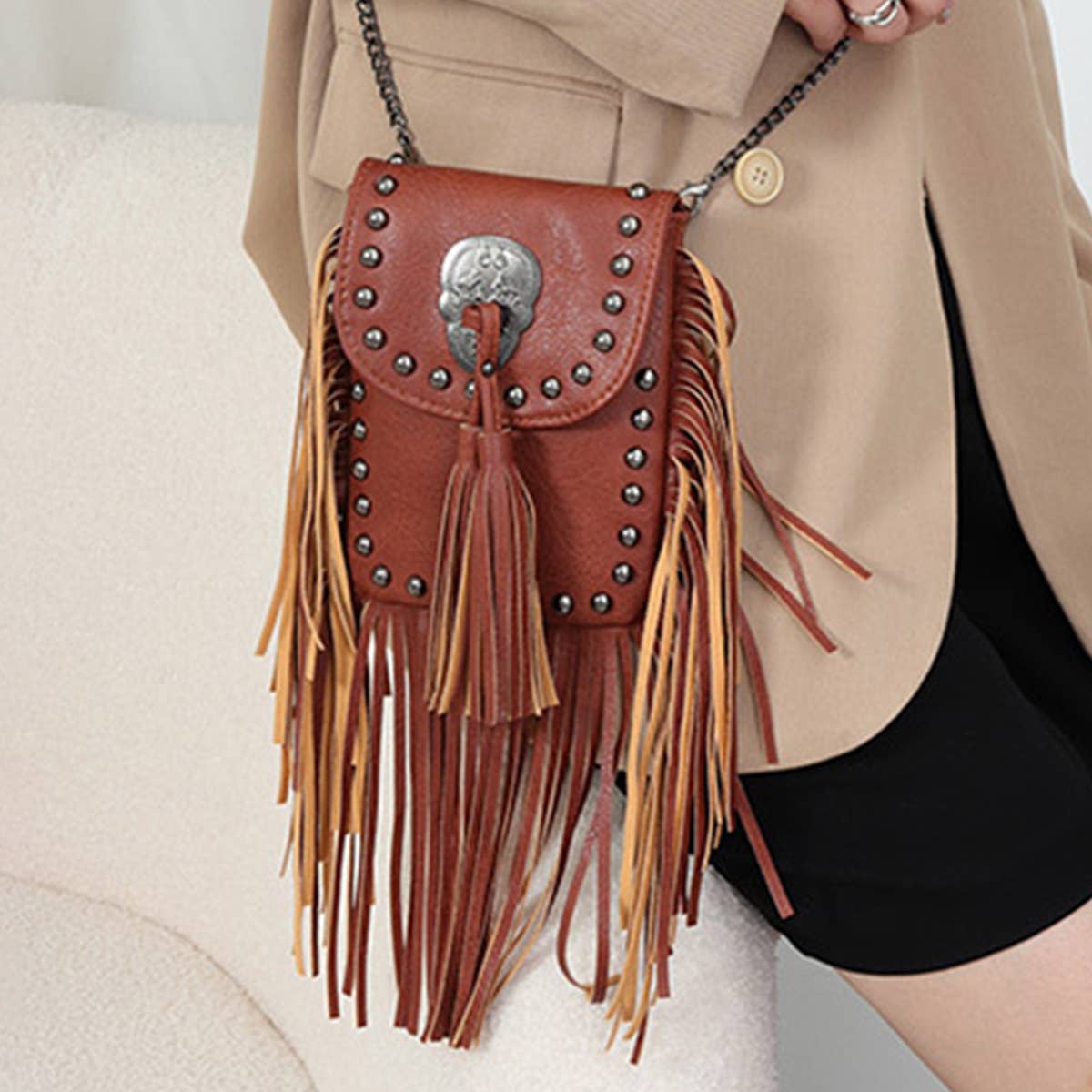 WOMEN LEATHER TASSEL SATCHELS BAG_CWAB0783