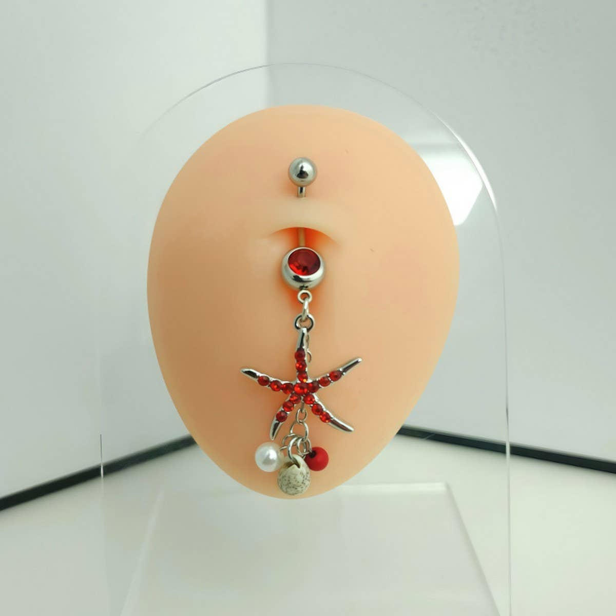 Starfish Shell Belly Ring CZ Nautical Piercing_CWMM9310