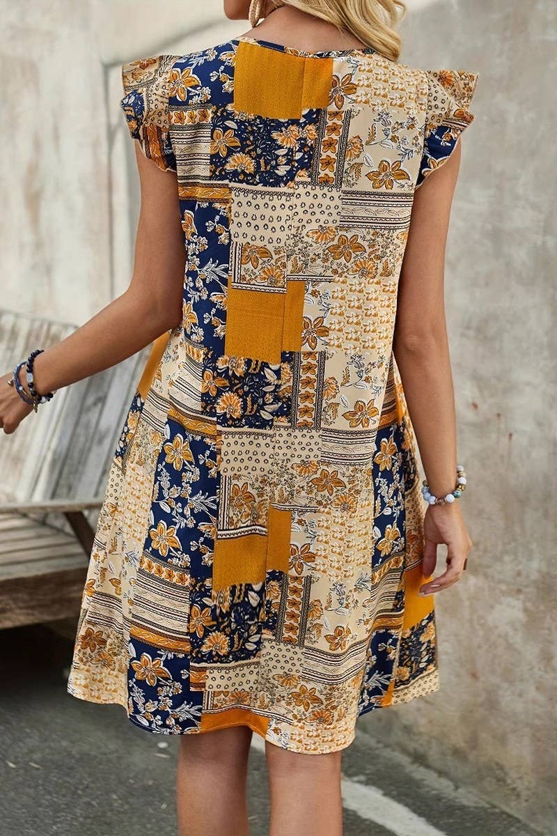 CWDSD8782_SUMMER SLEEVELESS PRINTED BOHEMIAN DRESS