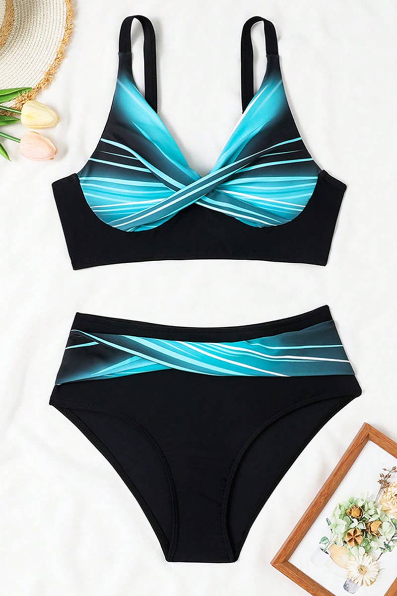 CWMW0827_CROSS STRAP SEXY TWO-PIECE BIKINI SWIMSUIT