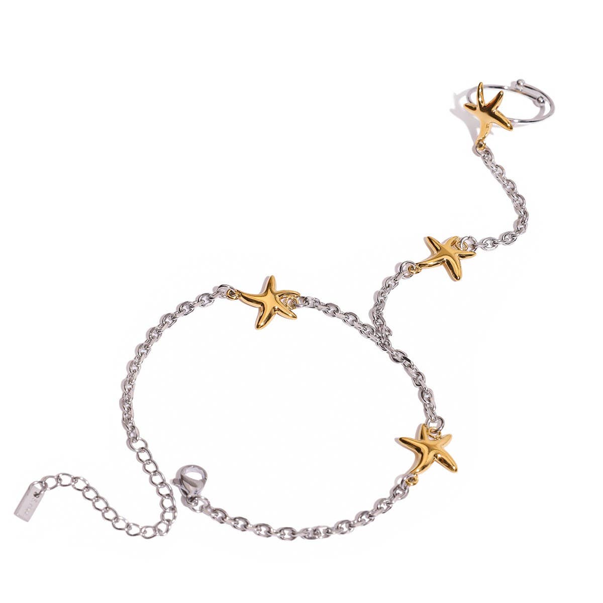 Luxury 18K Gold Two-Tone Starfish Toe Chain