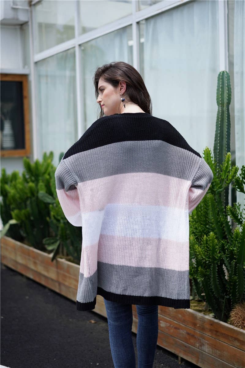 CWOSWL1416_ Casual Open Front Long Cardigan Sweater