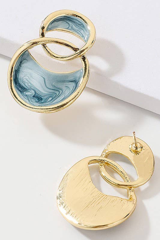 VINTAGE MARBLE ROUND EARRINGS_CWAJE114