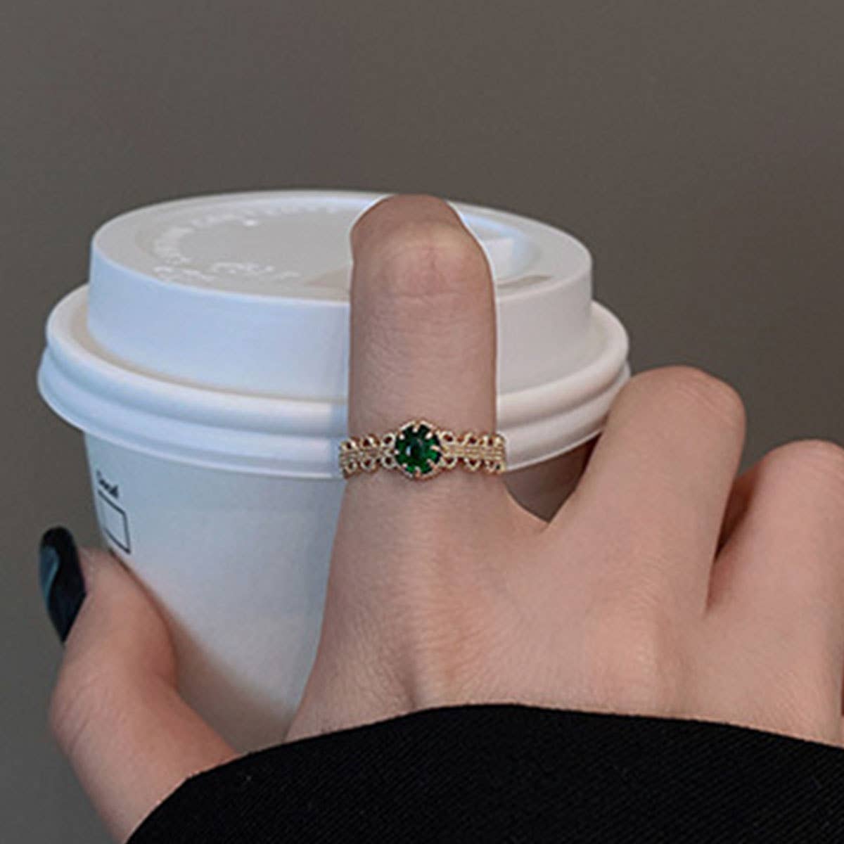 Simple pearl zircon cold style opening ring