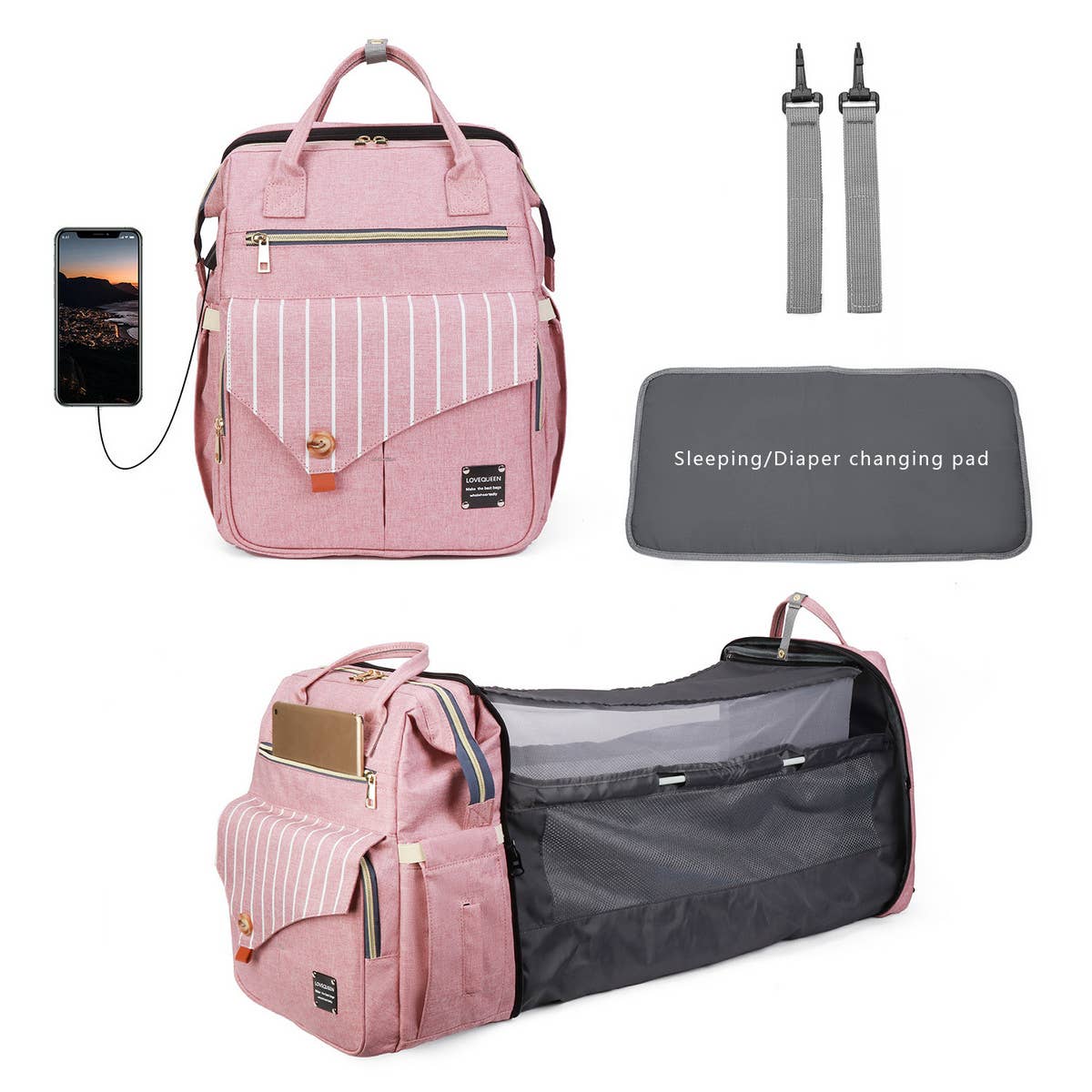 SIMPLE FOLDING BED MOTHER AND BABY BAG_CWAB2241