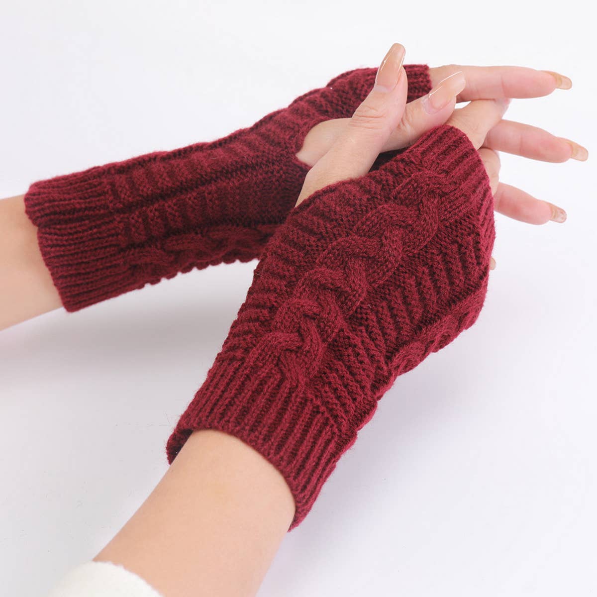 FASHION SHORT TWIST FINGERLESS GLOVES_CWAG0092