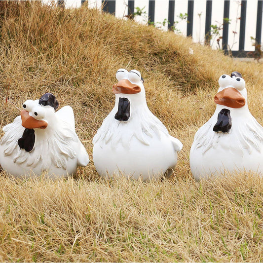 Creative Funny Chicken Resin Garden Fence Decor_CWAJE5299