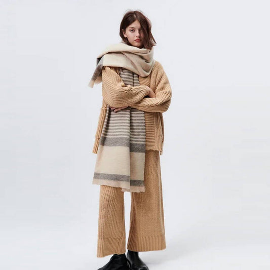 Striped Layered Scarf Wrap ??Soft Oversized Shawl_CWASC2335
