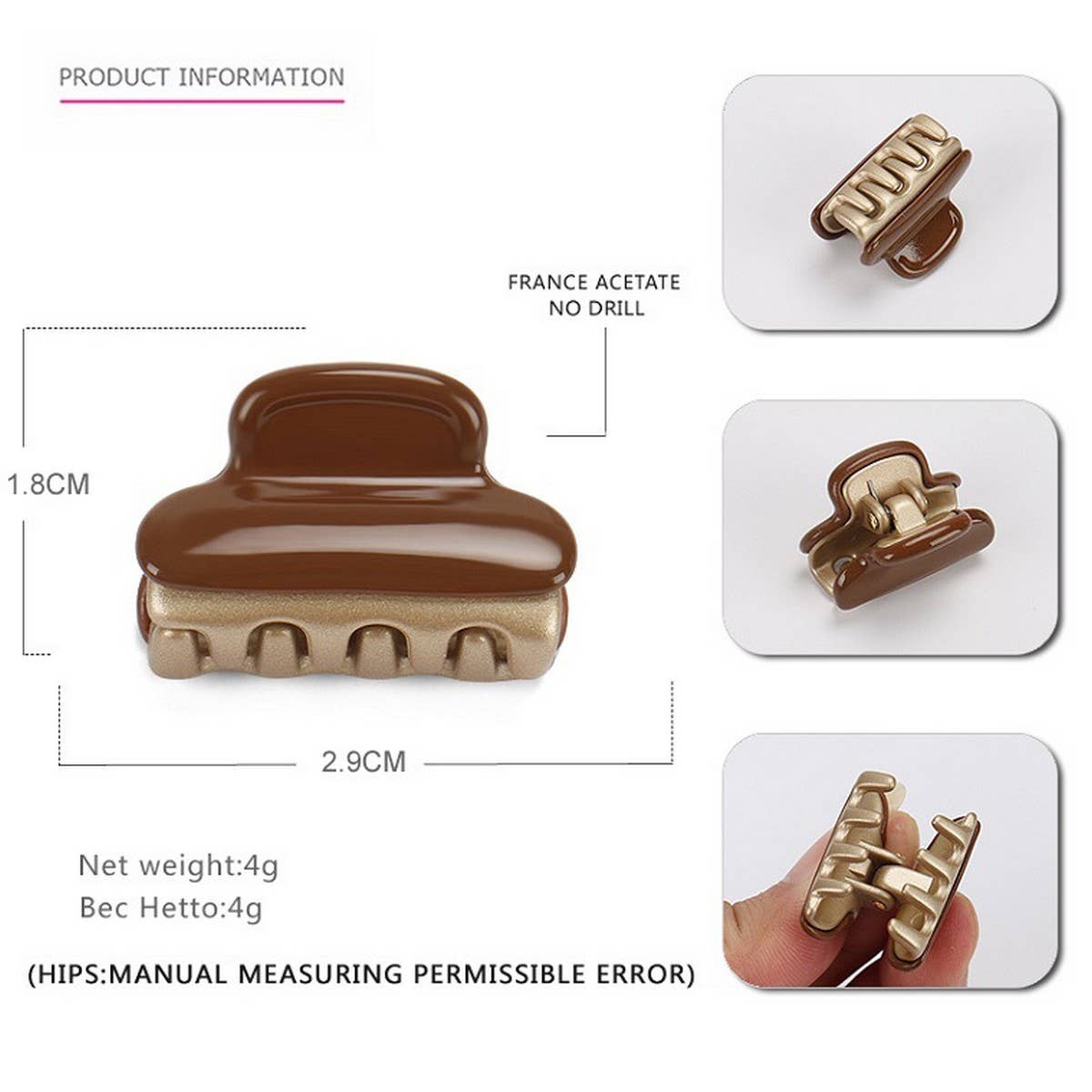 ACETATE GLOSSY BOARD SMALL MINI CLIP HAIRPIN_CWAHA4239