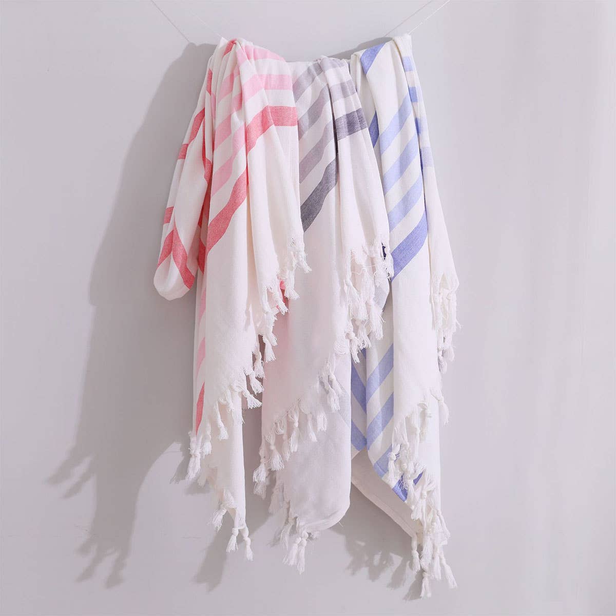 Lightweight Cotton Striped Beach Towel with Tassels